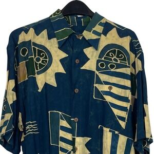 The Territory Ahead Southwestern Mens XL 100% Rayon Short Sleeve Abstract Print